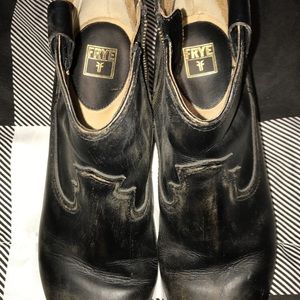 Frye booties - black, distressed western style